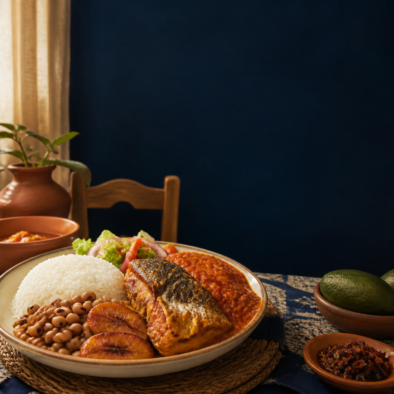 A freshly prepared Ghanaian local meal